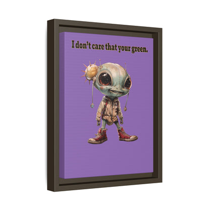 I don't care that your green - framed canvas art (light purple)