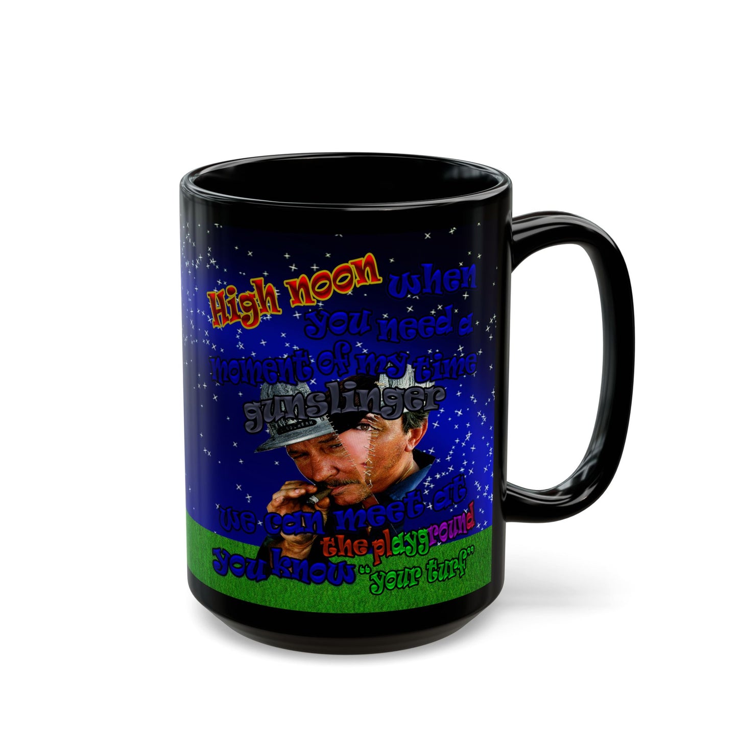 high noon - Black Mug ('snoops' background)