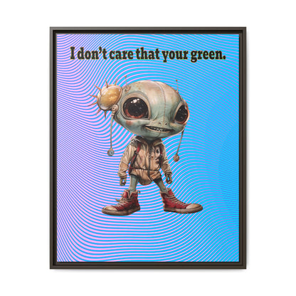 I don't care that your green - framed canvas art (light blue-purple wave)