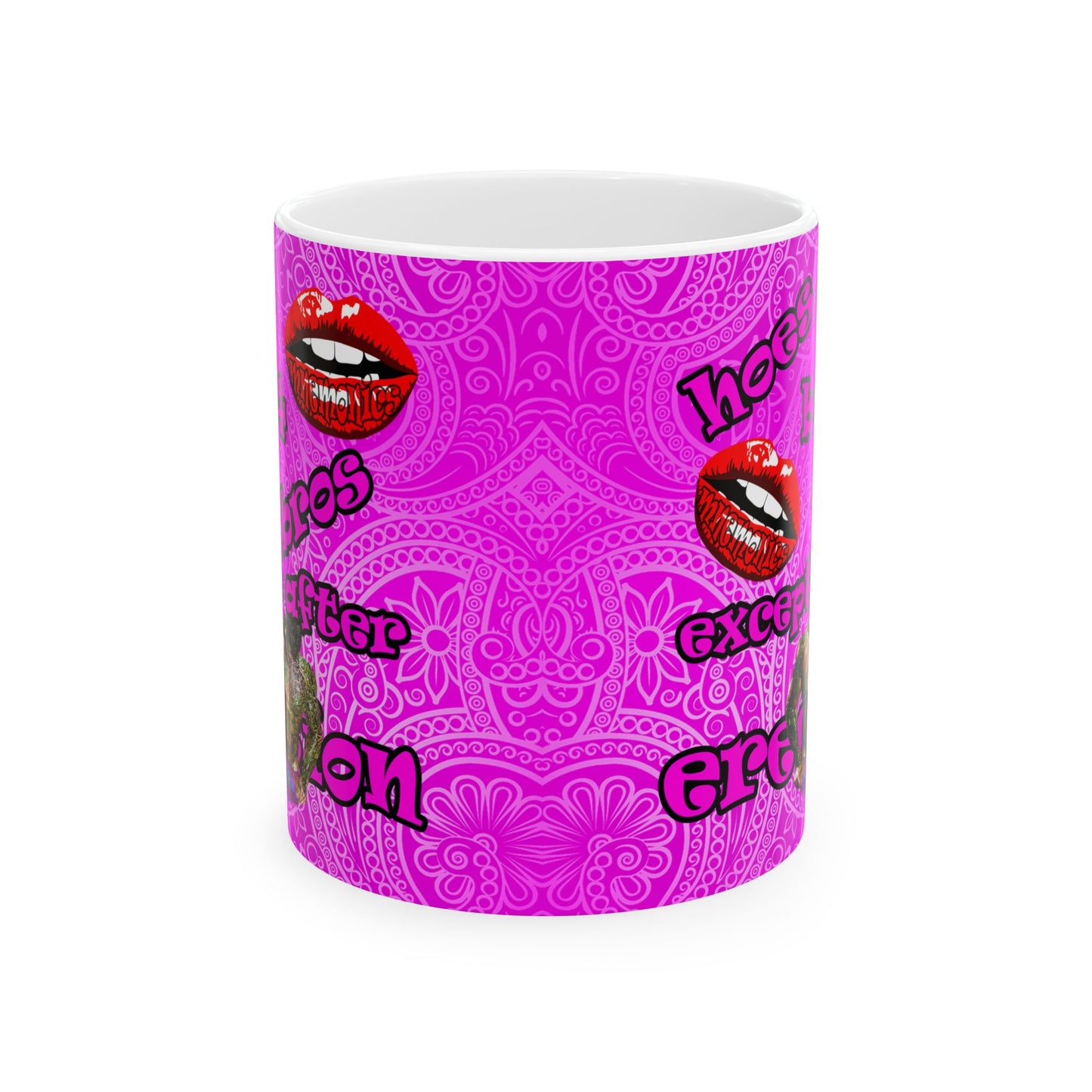 hoes b4 bros - White Mug (pink swirl)