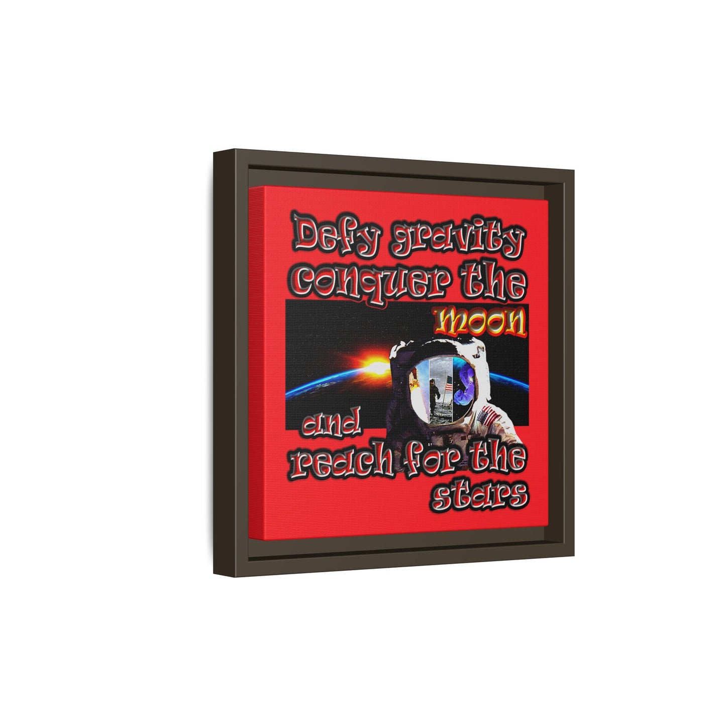 defy conquer reach - framed canvas art (red)