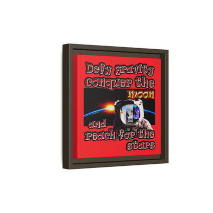defy conquer reach - framed canvas art (red)