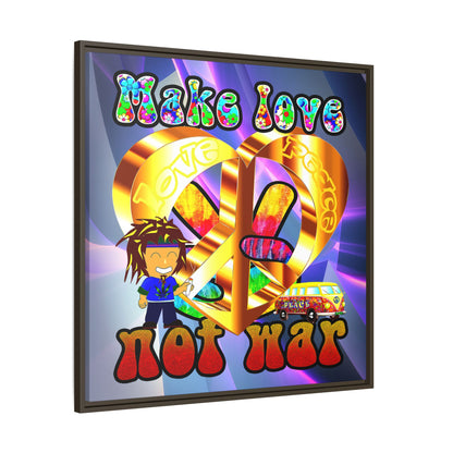love peace - framed canvas art (grey-pink wave)