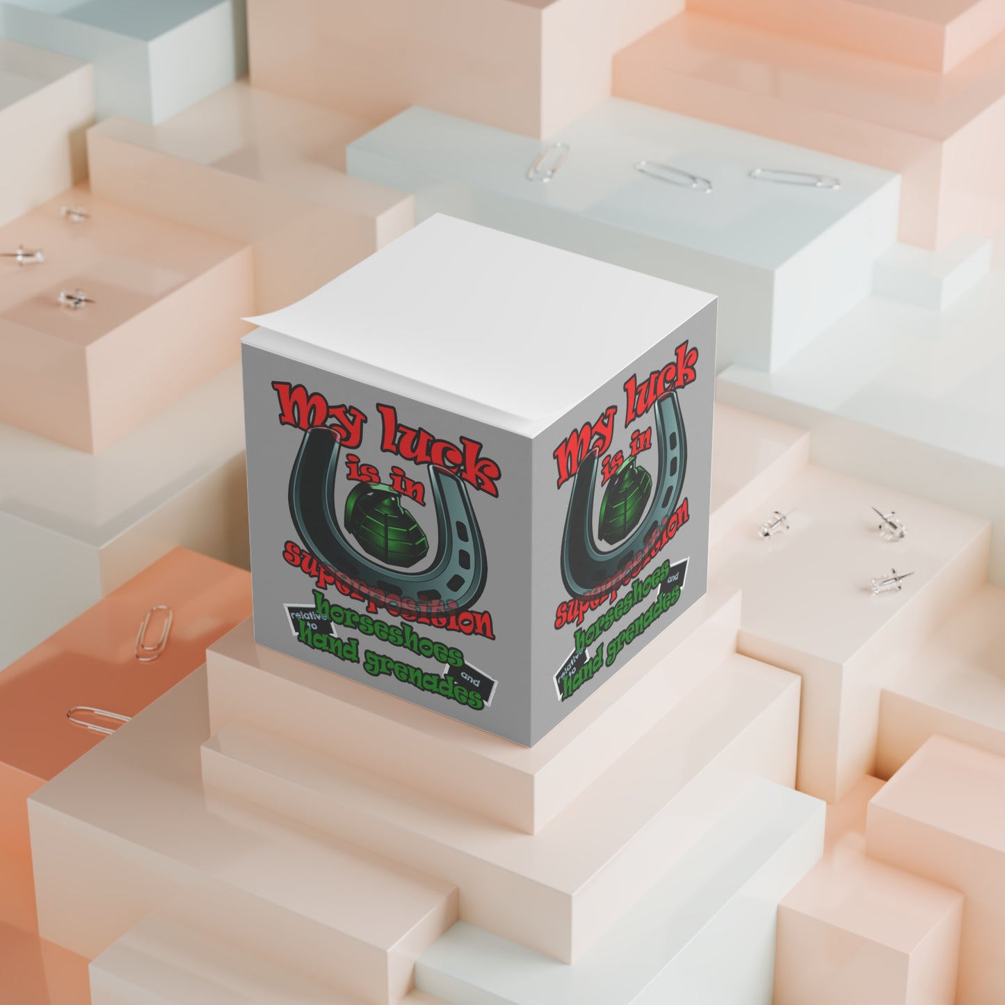 my luck - note cube (light grey)