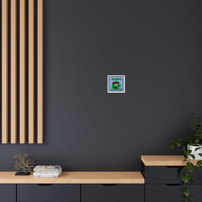 disc jockey - framed canvas art (light blue)