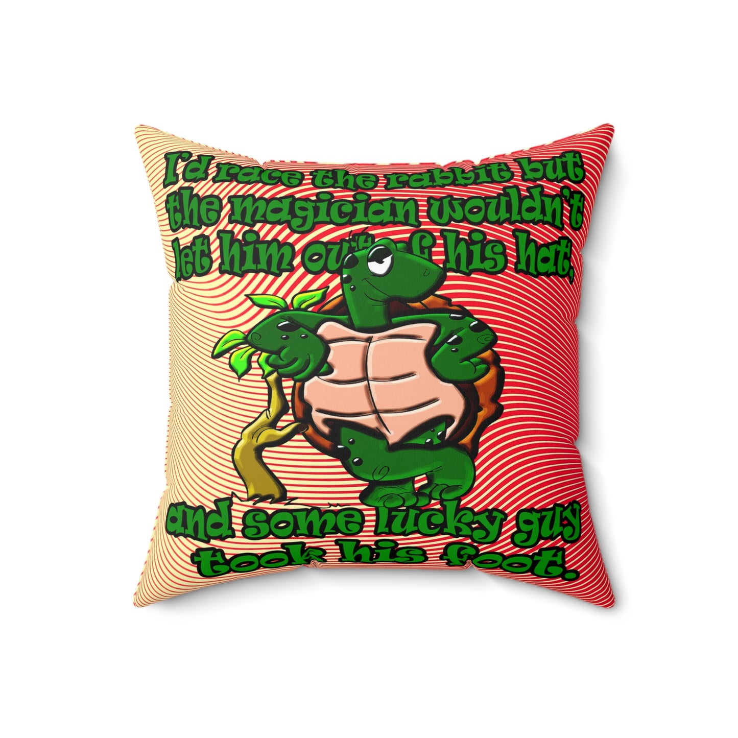 turtle race - Spun Polyester Square Pillow - (yellow-orange wave)