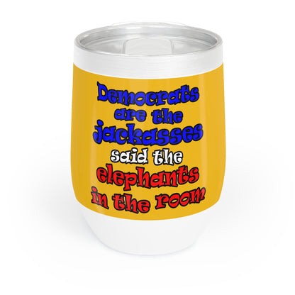 donkeys and elephants - Chill Wine Tumbler (yellow)