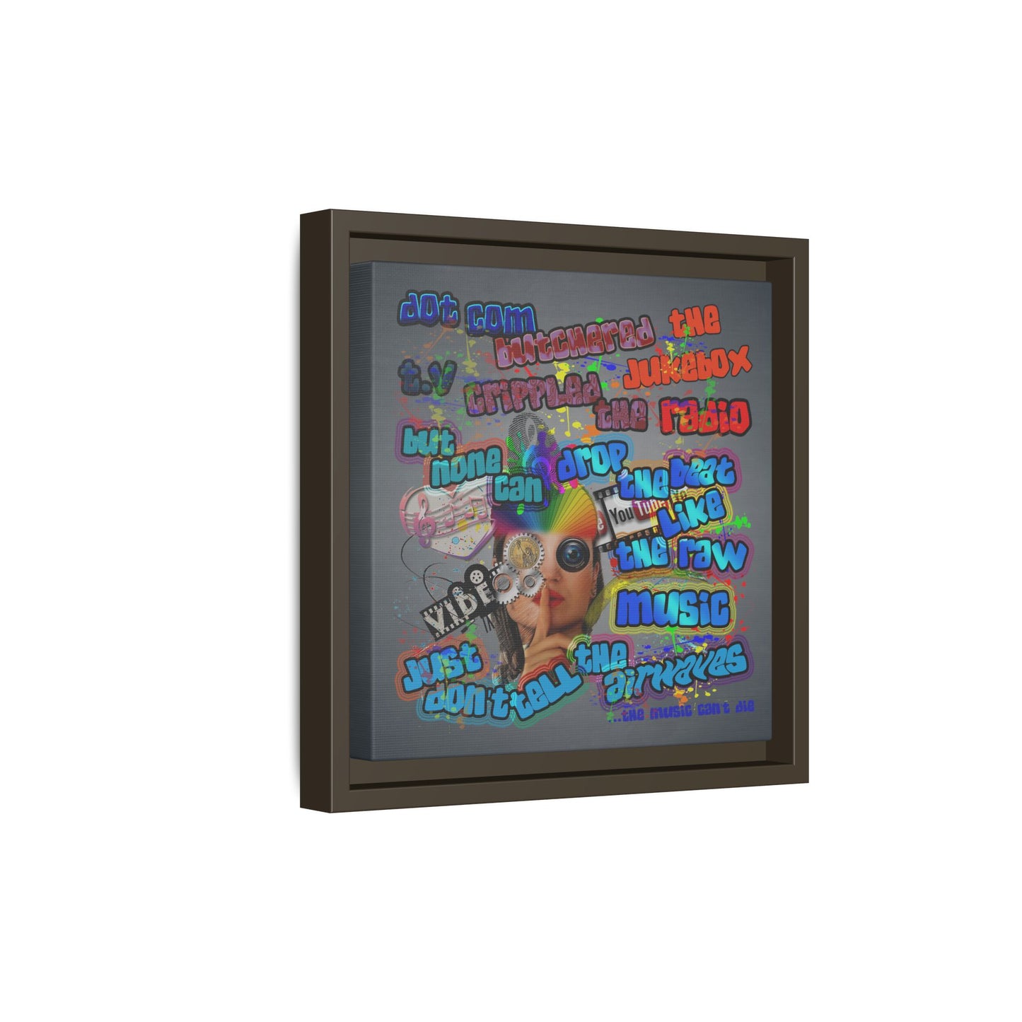 drop the beat - framed canvas art (grey-light grey)