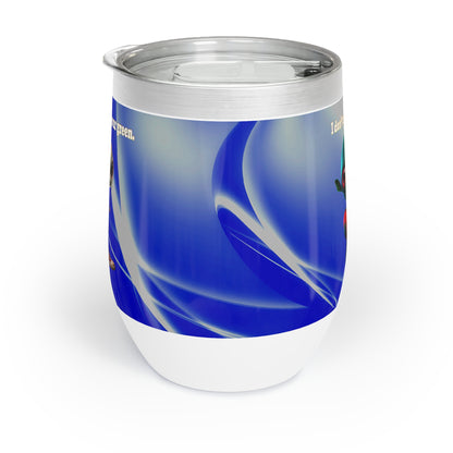I don't care that your grey - Chill Wine Tumbler (blue-white wave)