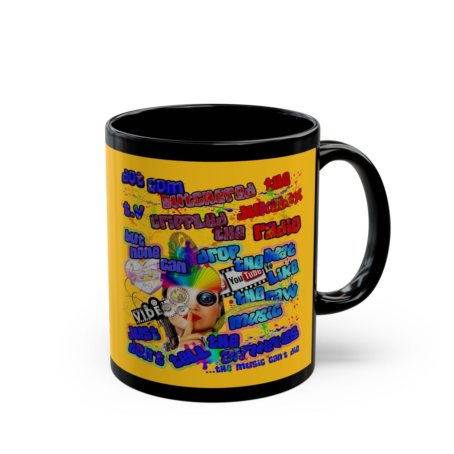 drop the beat - Black Mug (yellow)