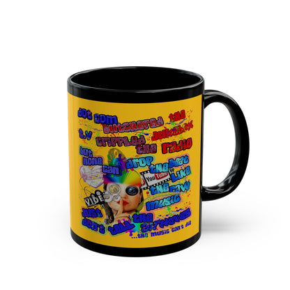 drop the beat - Black Mug (yellow)