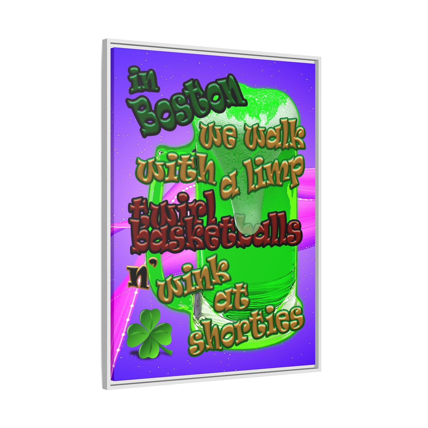 celtics logo - framed canvas art (purple-pink wave)
