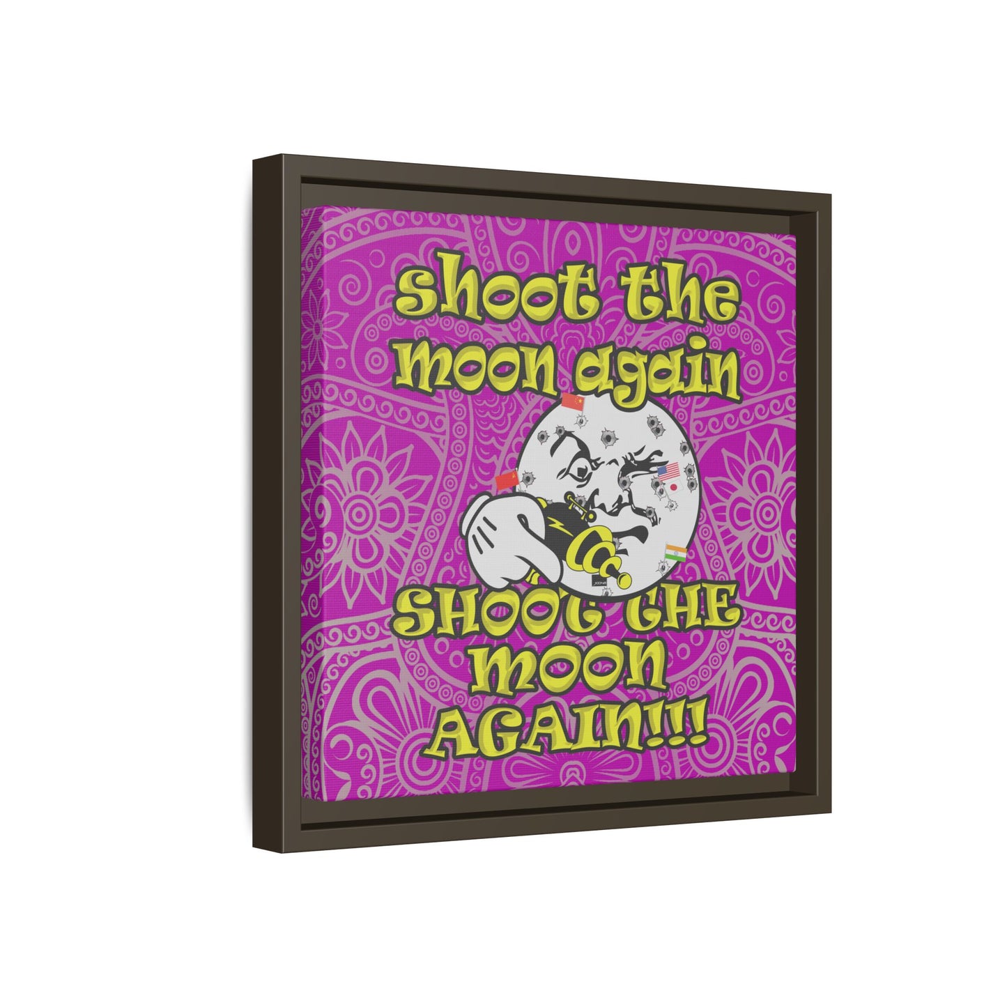 shoot the moon again - framed canvas art (pink swirl)