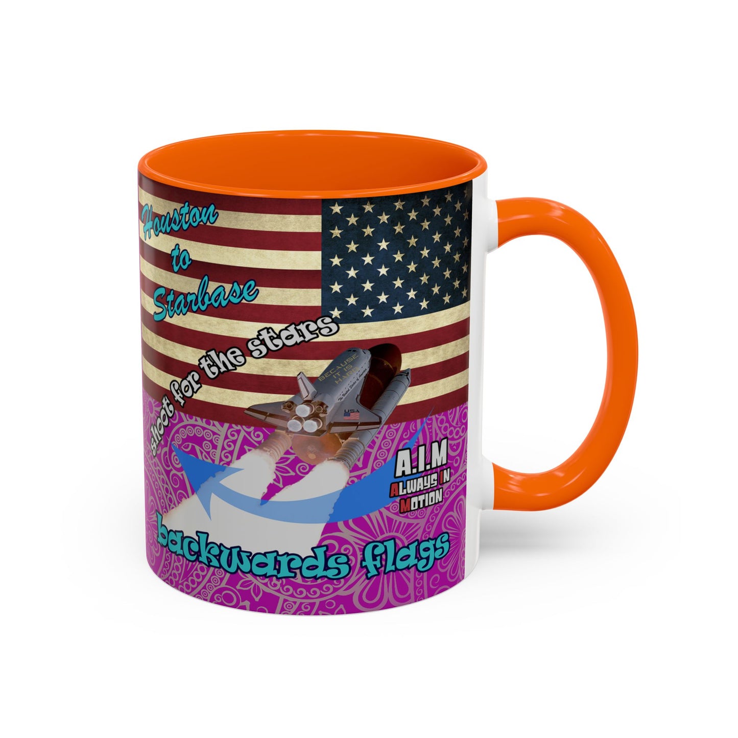 shoot for the stars - Accent Mug (pink swirl)