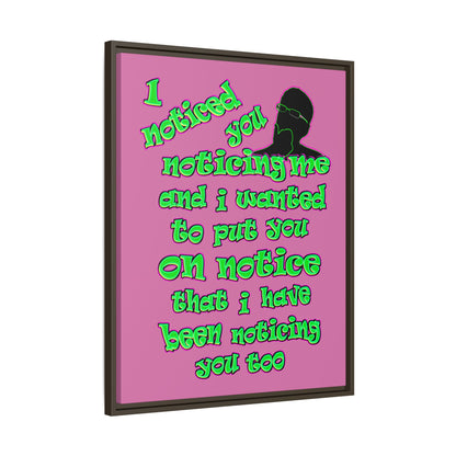 noticed you noticing - framed canvas art (light pink)