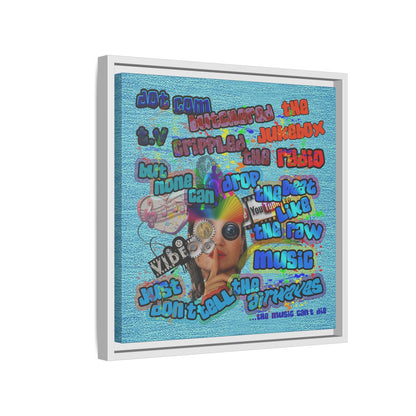 drop the beat - framed canvas art (faded blue)