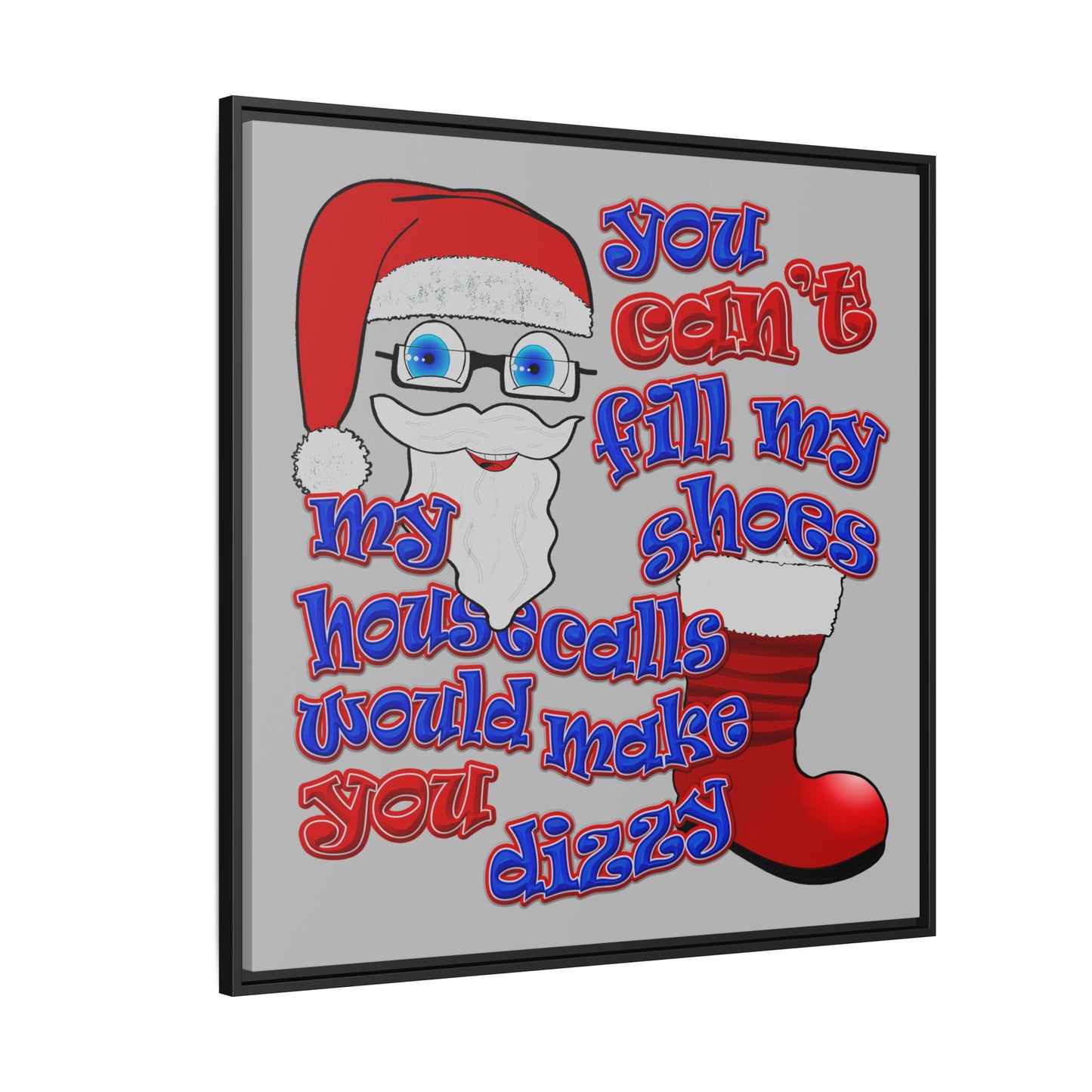santa's shoes - framed canvas art (light grey)