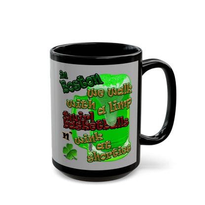 celtics logo - Black Mug (light grey)
