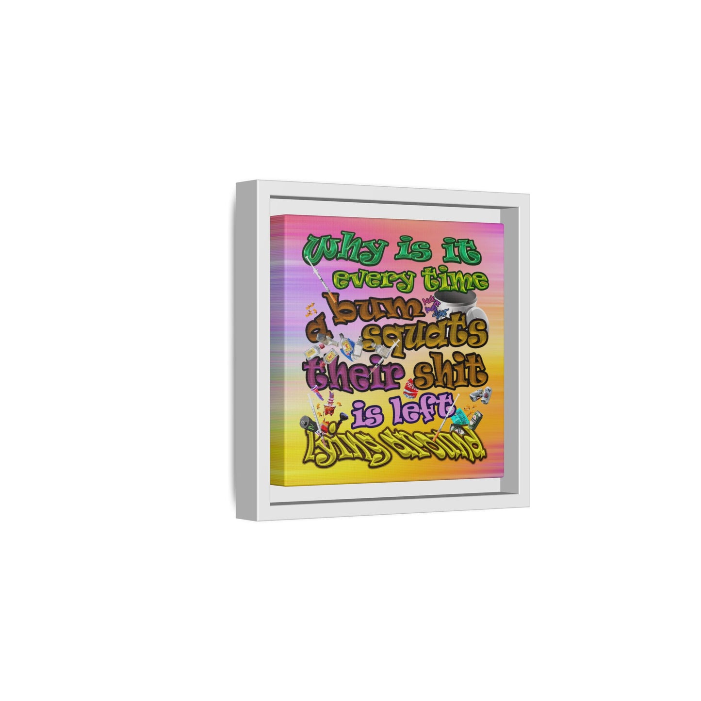 the bum's shit - framed canvas art (color blur)