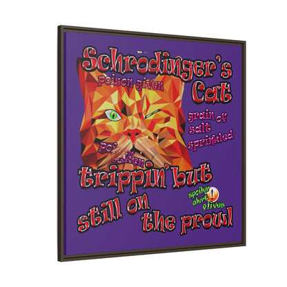 schrodinger's cat - framed canvas art (purple)