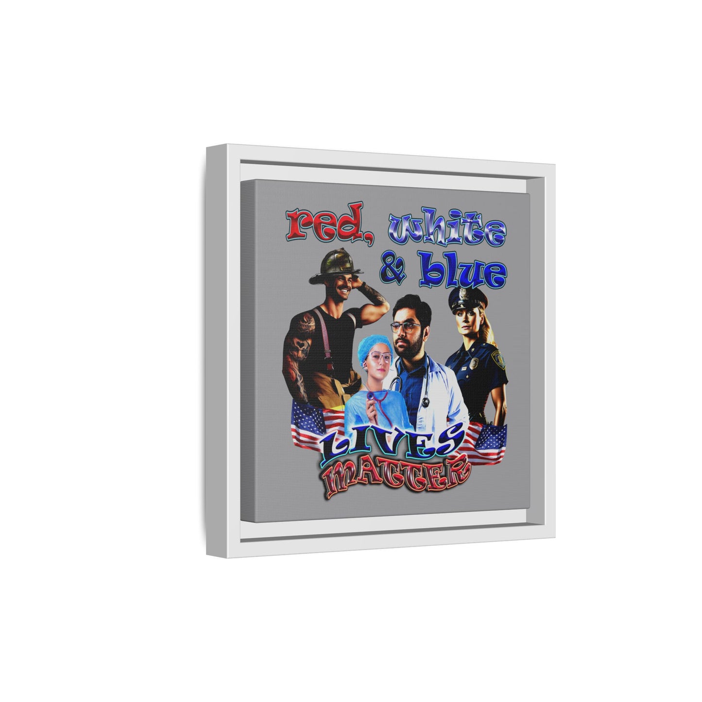 rw&b lives matter - framed canvas art (grey)