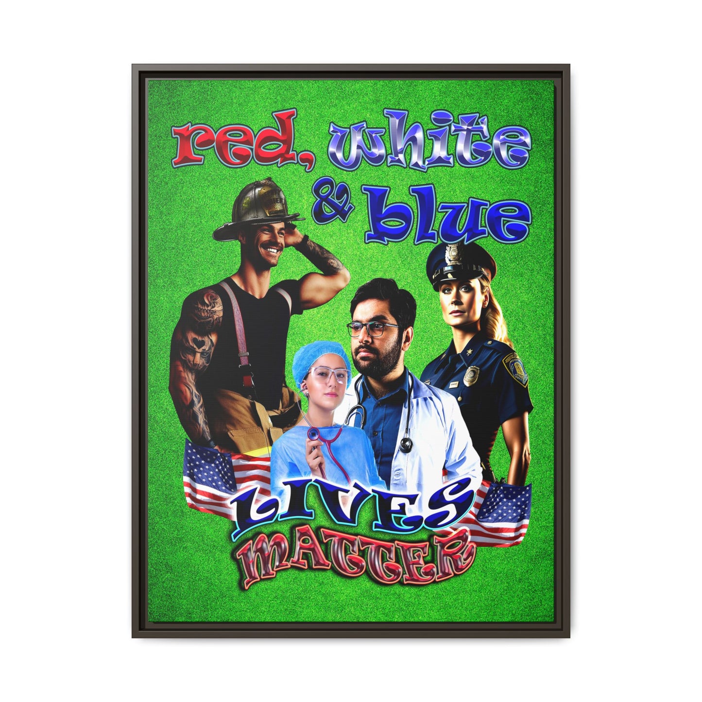 rw&b lives matter - framed canvas art (green turf)
