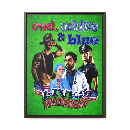 rw&b lives matter - framed canvas art (green turf)