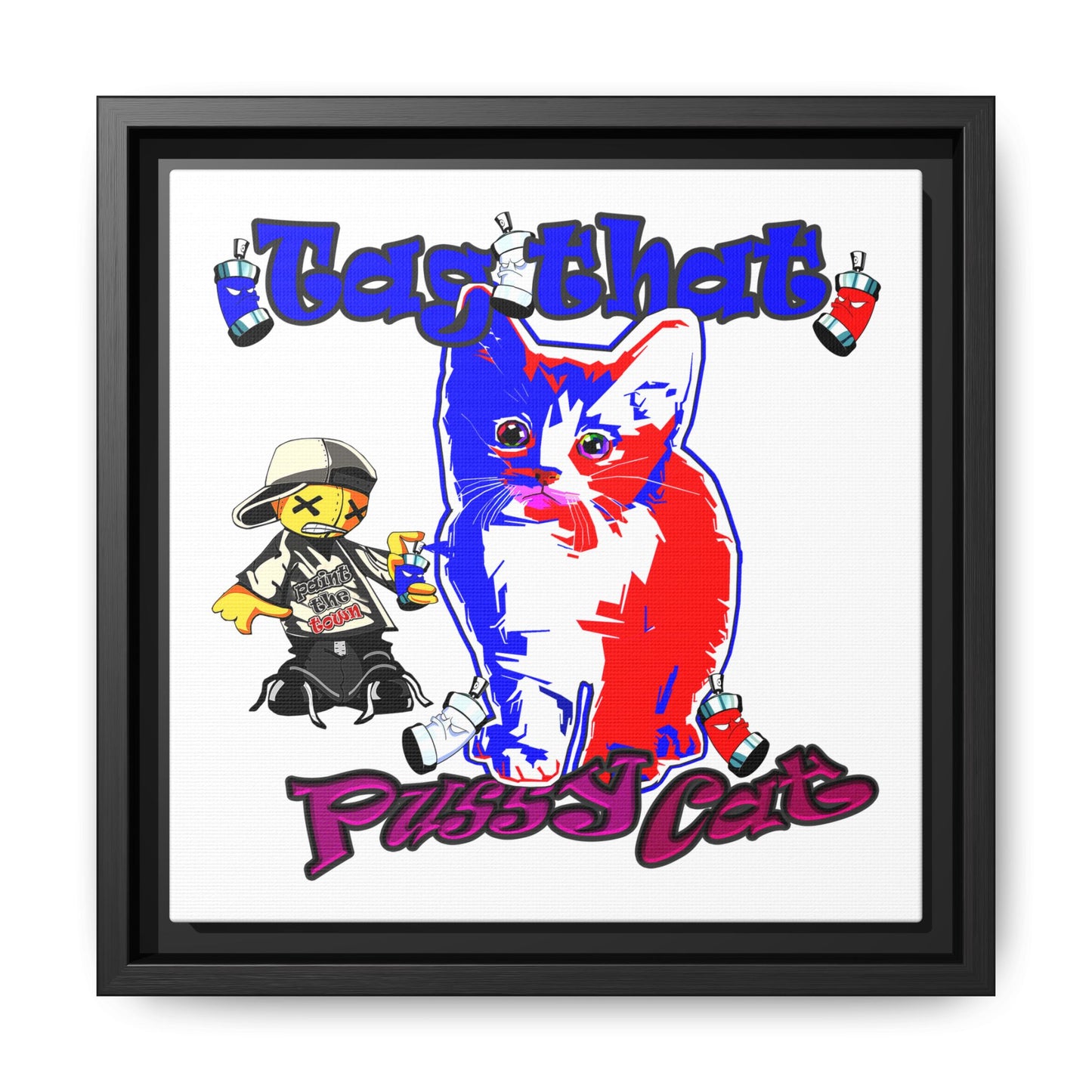 tag that - framed canvas art (white)