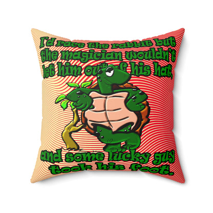 turtle race - Faux Suede Square Pillow - (yellow-orange wave)