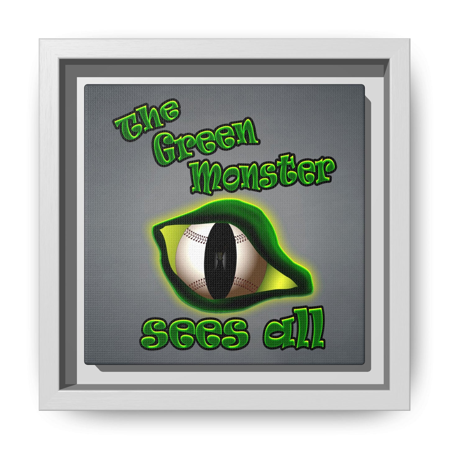 green monster - framed canvas art (grey-light grey)