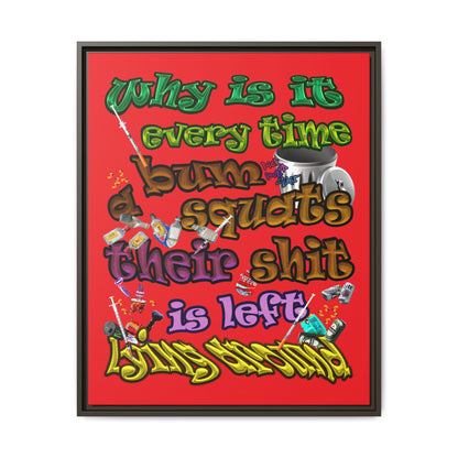 the bum's shit - framed canvas art (red)