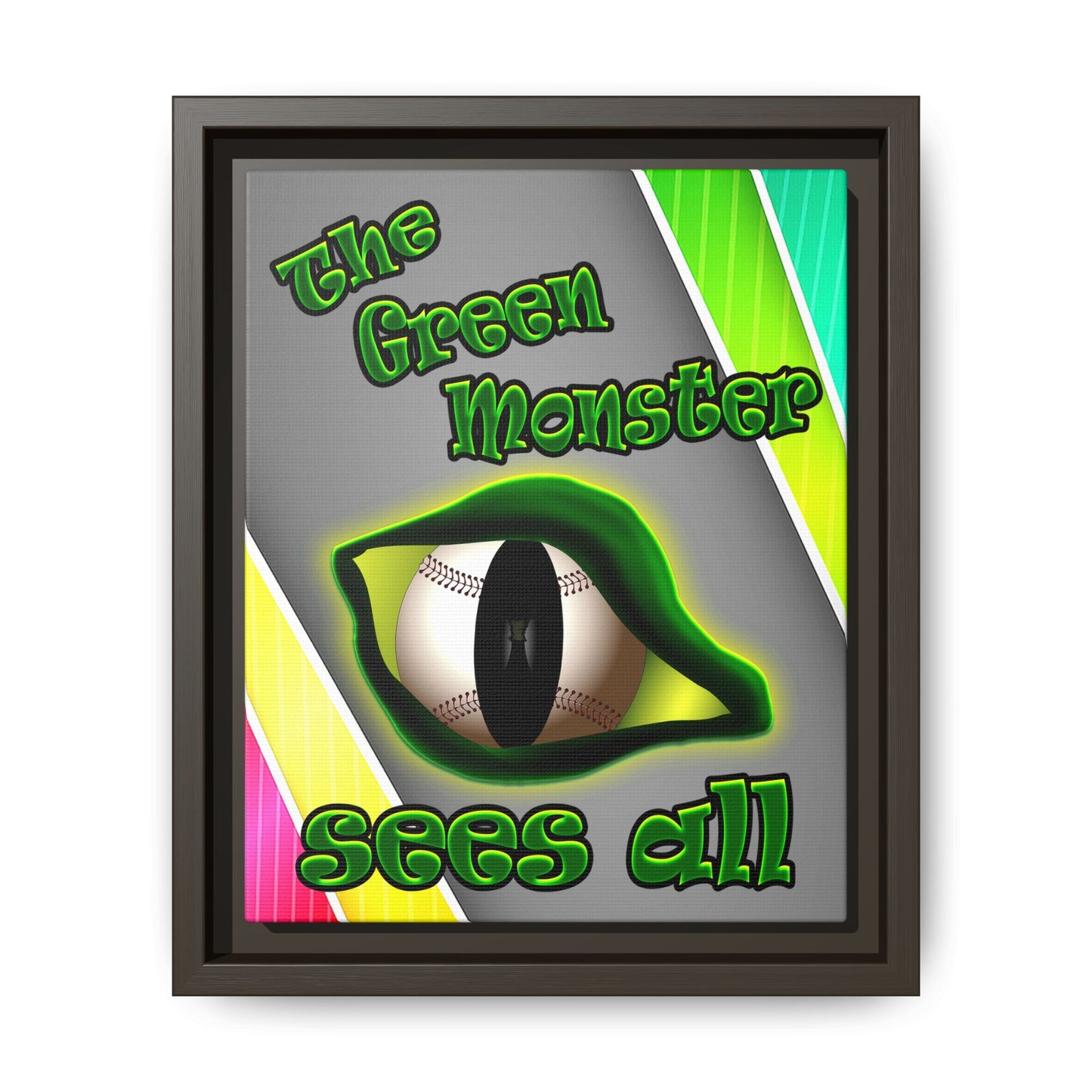 green monster - framed canvas art (rainbow split)