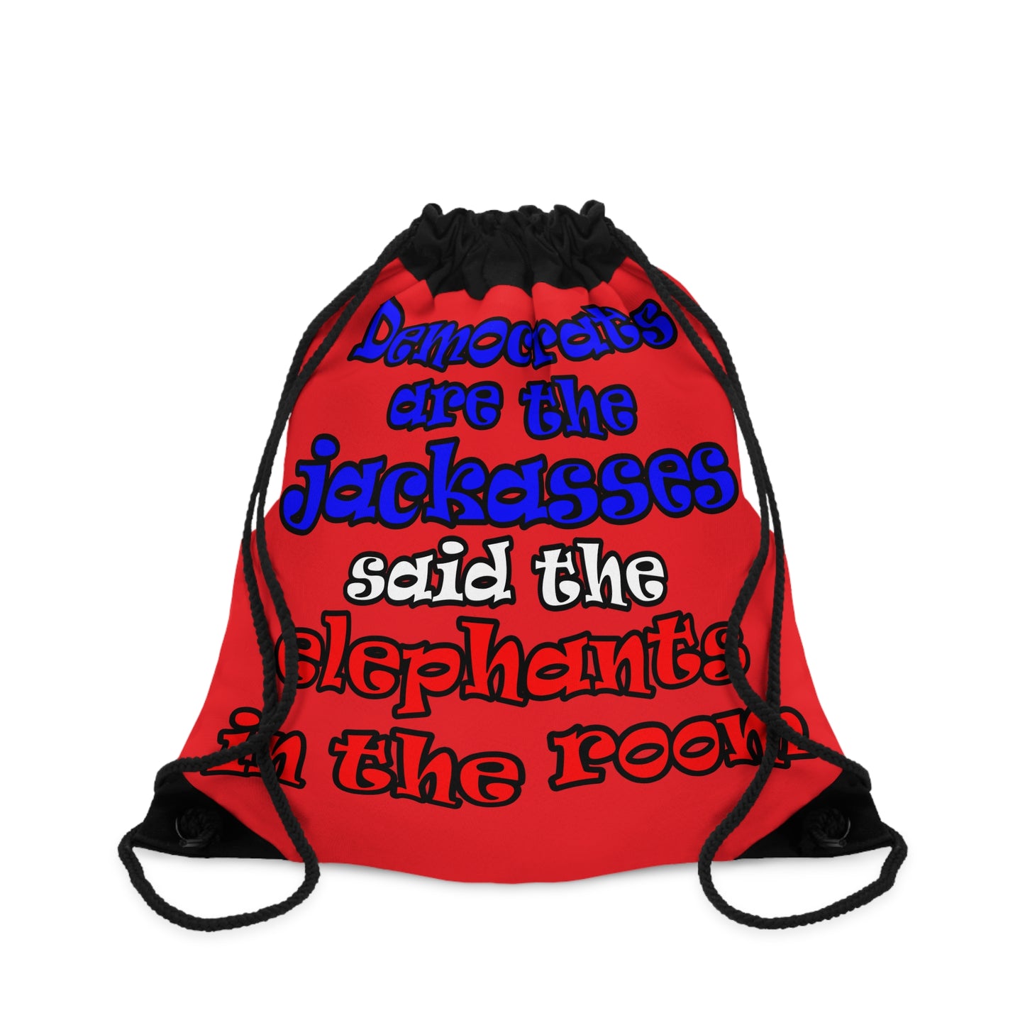 donkeys and elephants - Drawstring Bag (red)