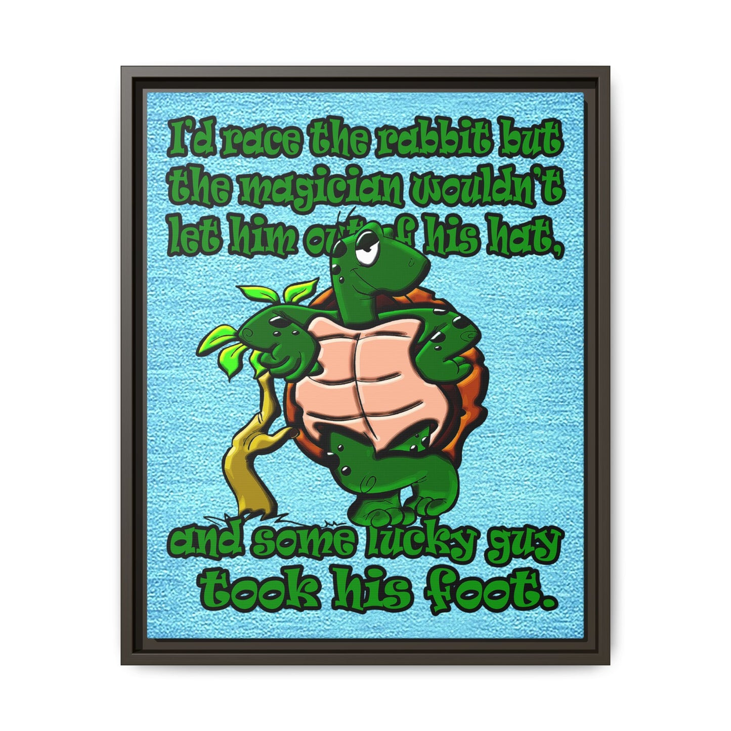 turtle race - framed canvas art (faded blue)