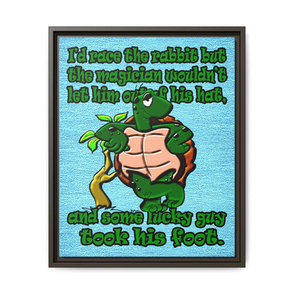 turtle race - framed canvas art (faded blue)