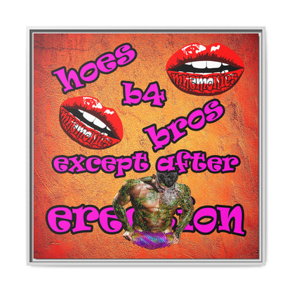 hoes b4 bros - framed canvas art (burnt orange)