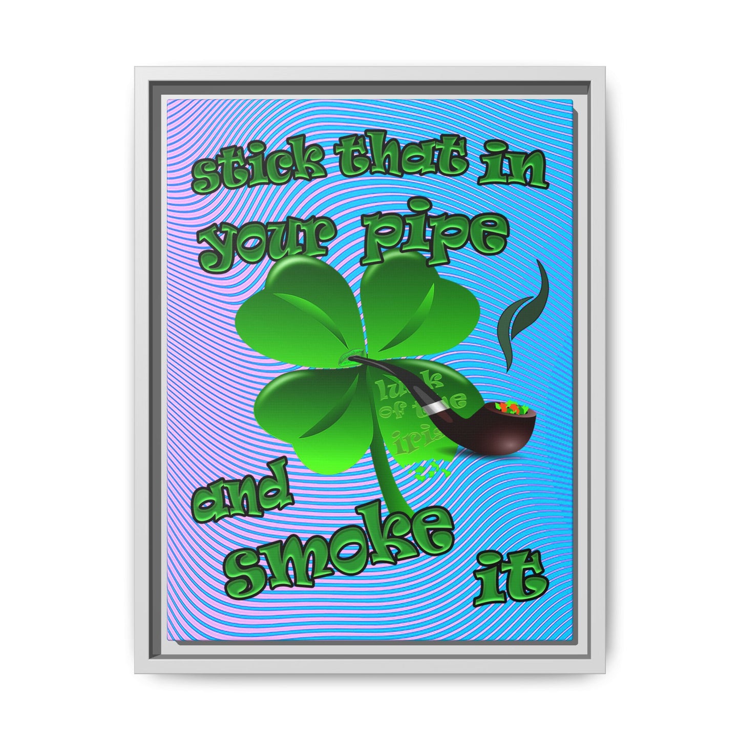 stick that in your pipe and smoke it - framed canvas art (light blue-purple wave)