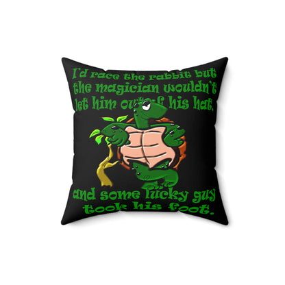 turtle race - Spun Polyester Square Pillow - (black)