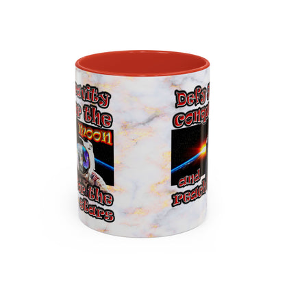 defy conquer reach - Accent Mug (white marble)