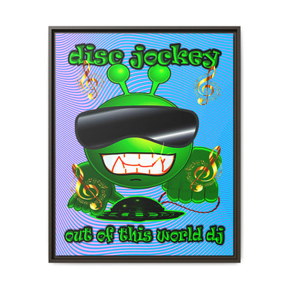 disc jockey - framed canvas art (light blue-purple wave)