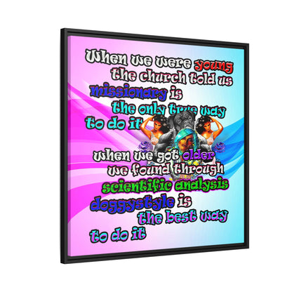 doggystyle - framed canvas art (light blue-pink wave)