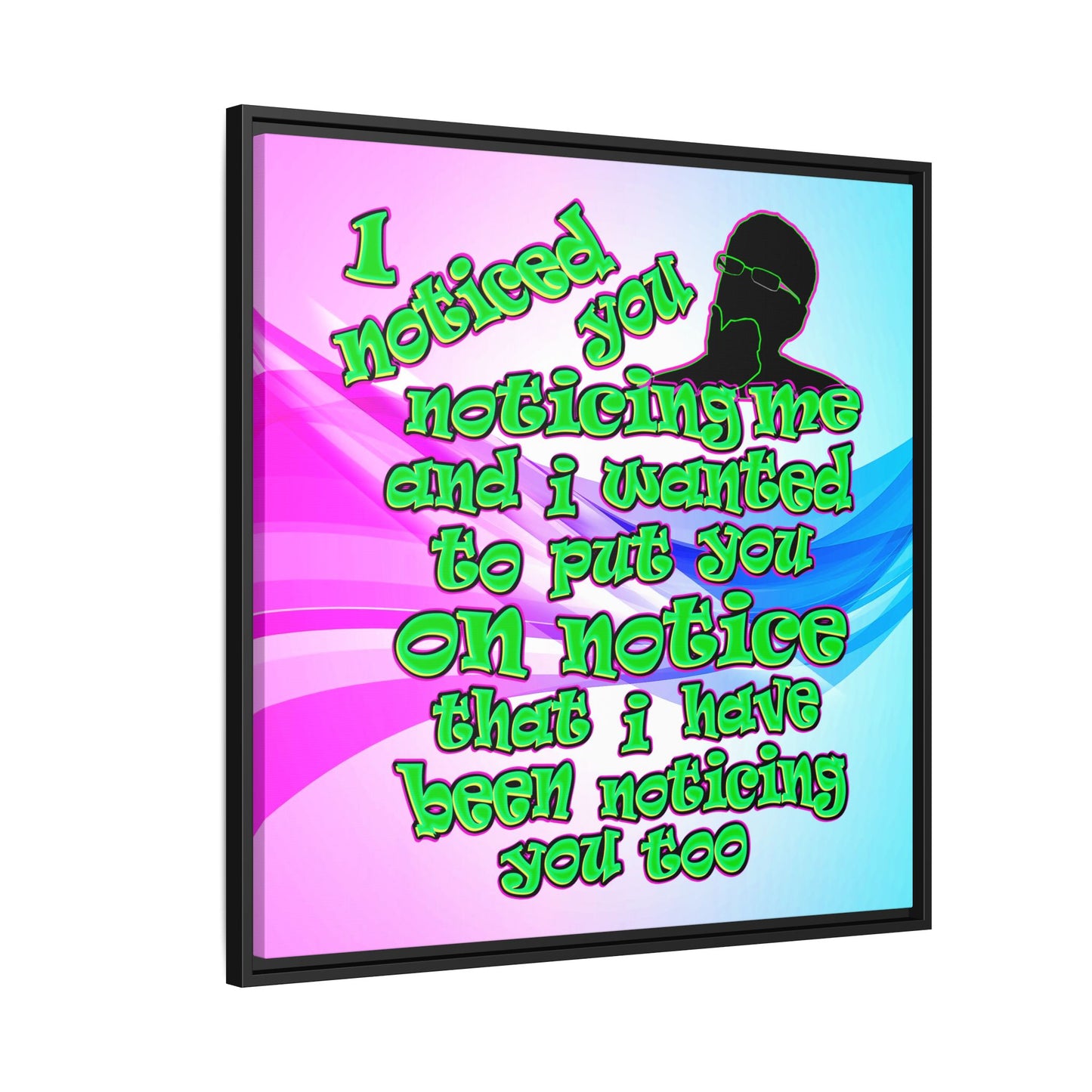 noticed you noticing - framed canvas art (light blue-pink wave)