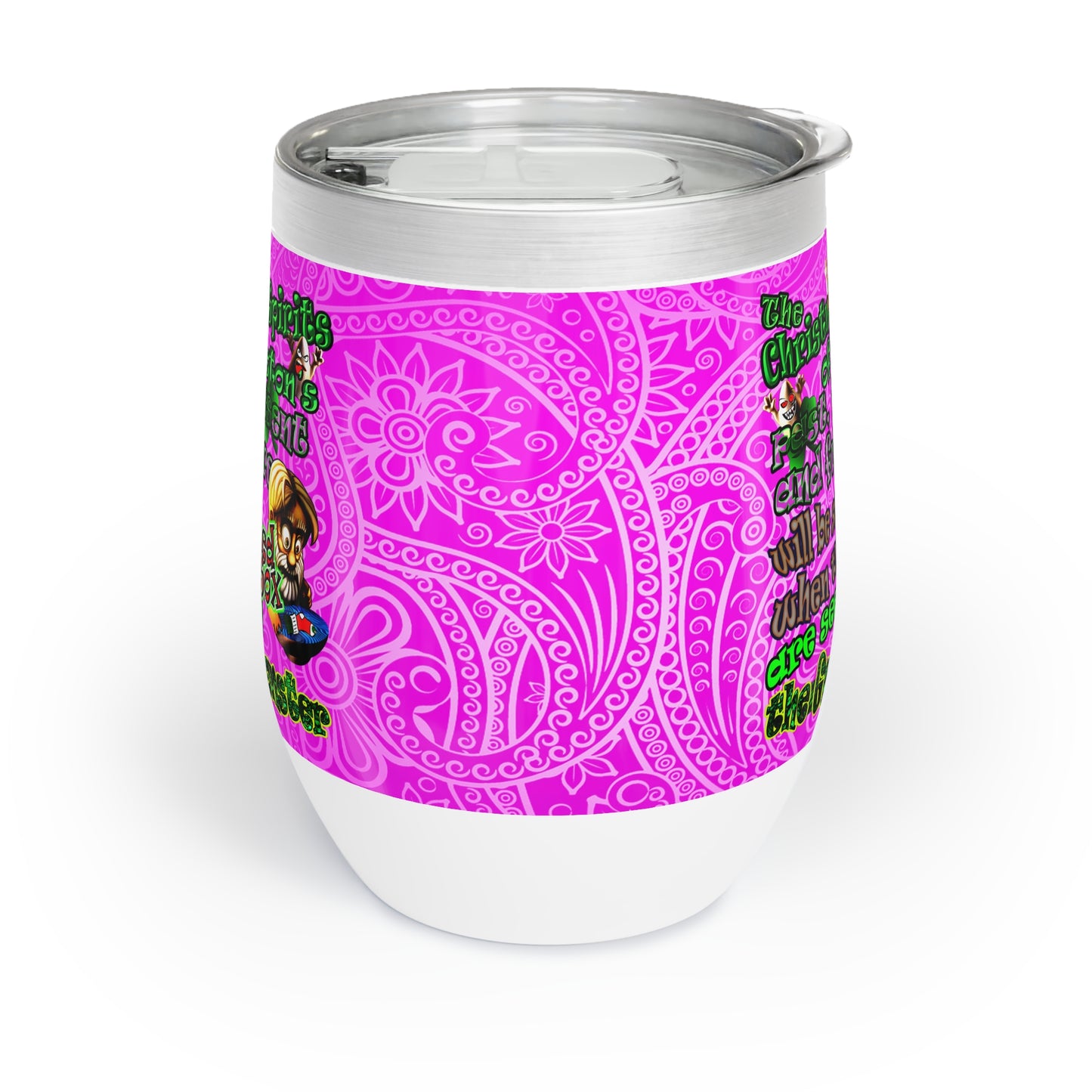 christmas spirits of boston - Chill Wine Tumbler (pink swirl)