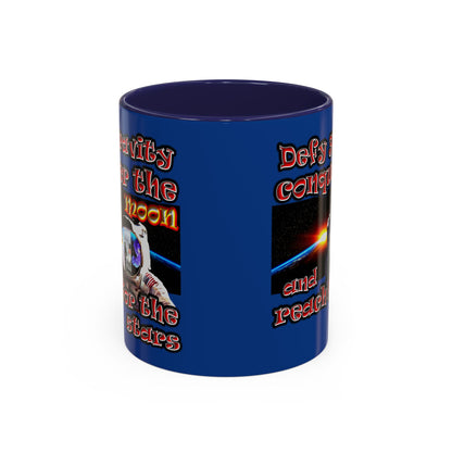 defy conquer reach - Accent Mug (dark blue)