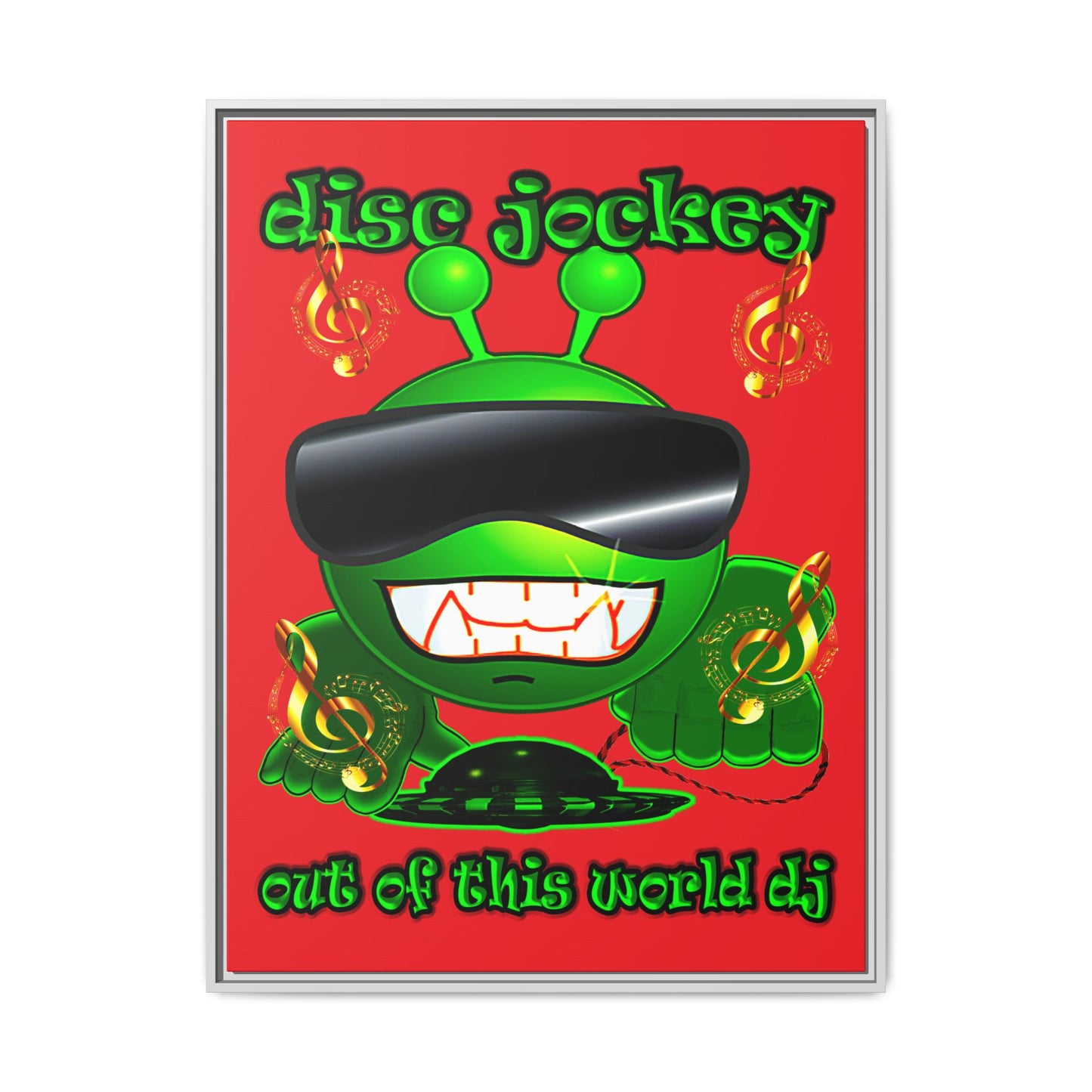 disc jockey - framed canvas art (red)