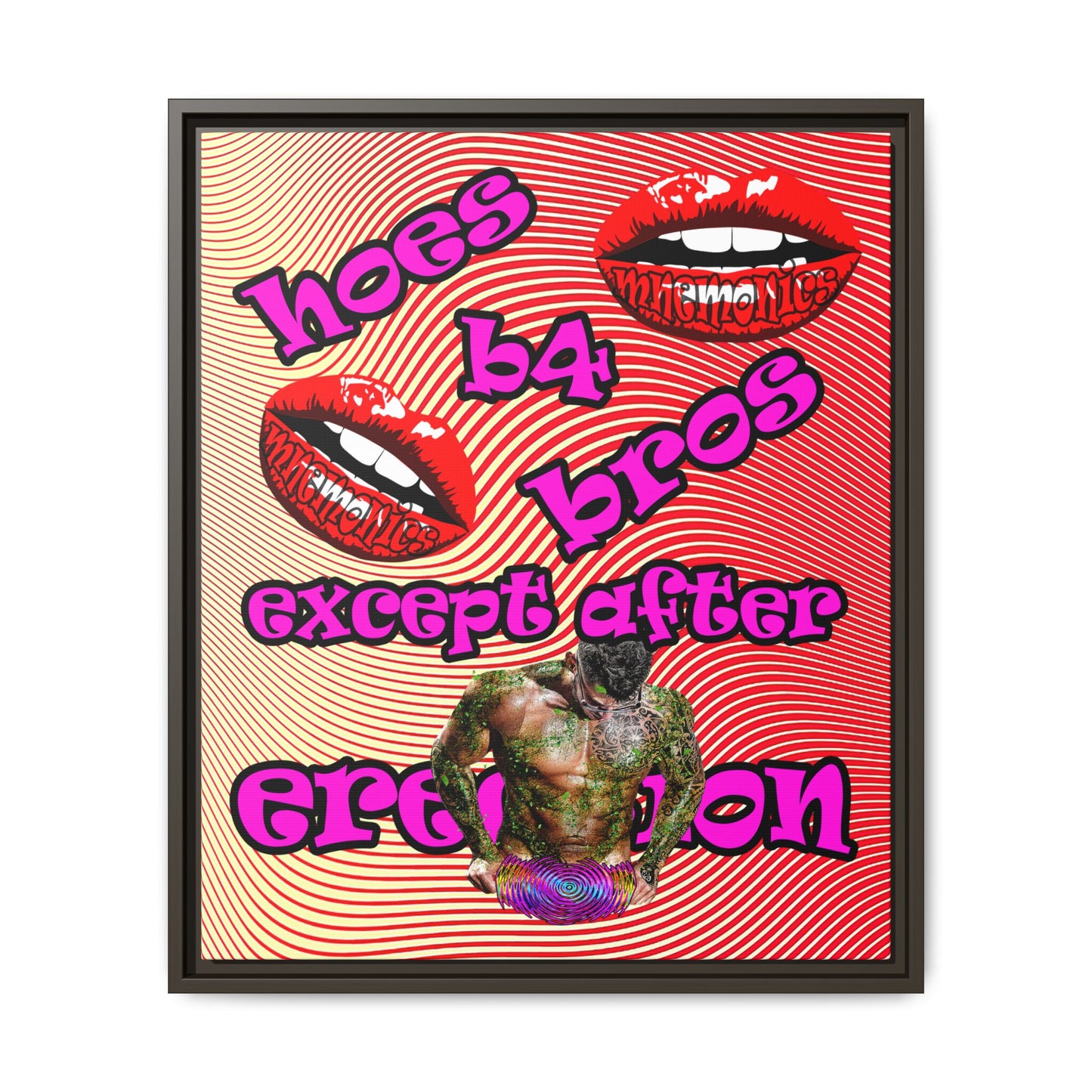hoes b4 bros - framed canvas art (yellow-orange wave)
