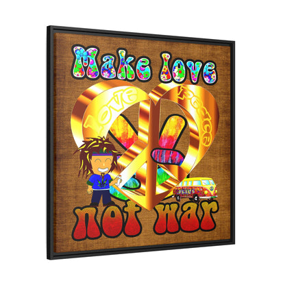 love peace - framed canvas art (brown papyrus)