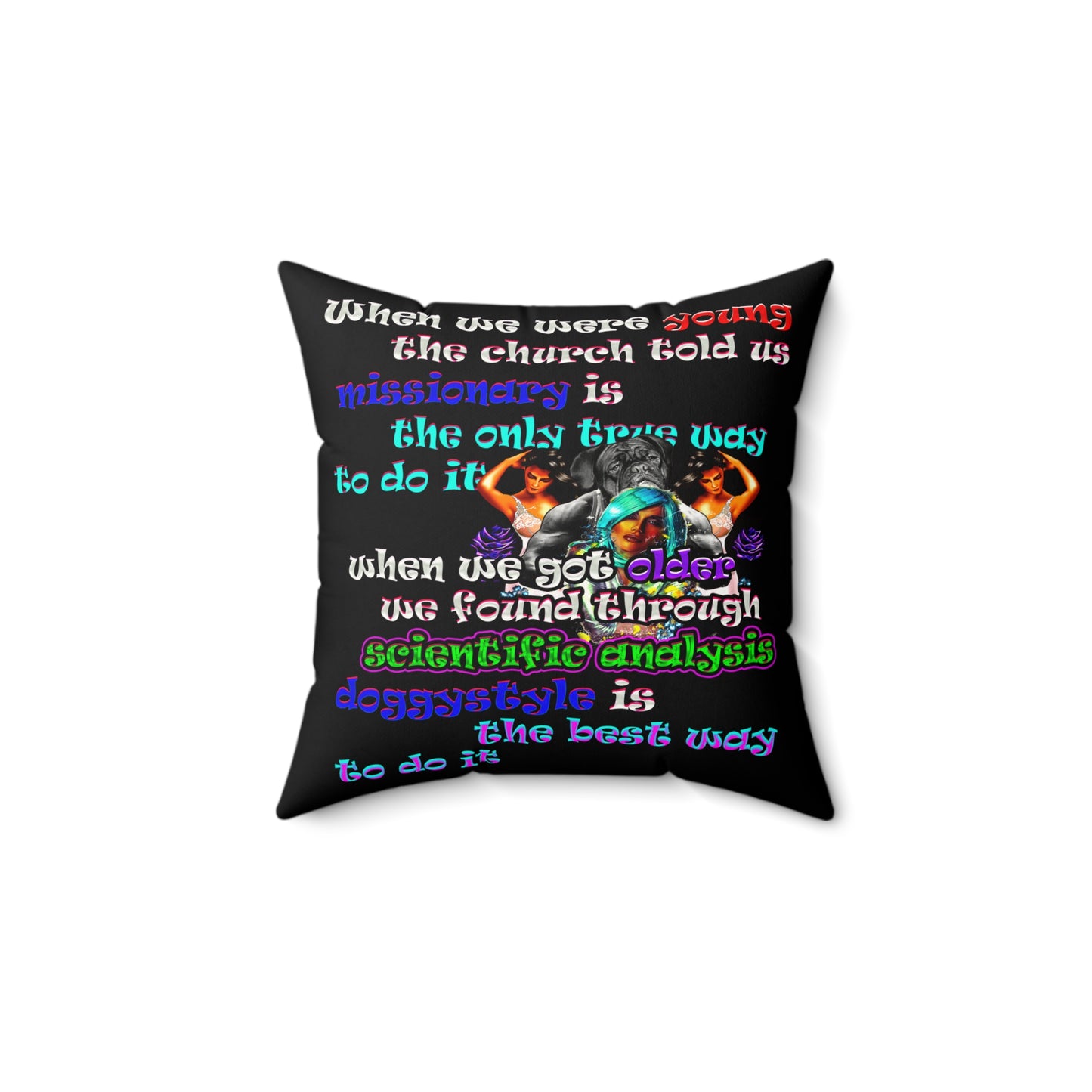 doggystyle - Faux Suede Square Pillow - (black)