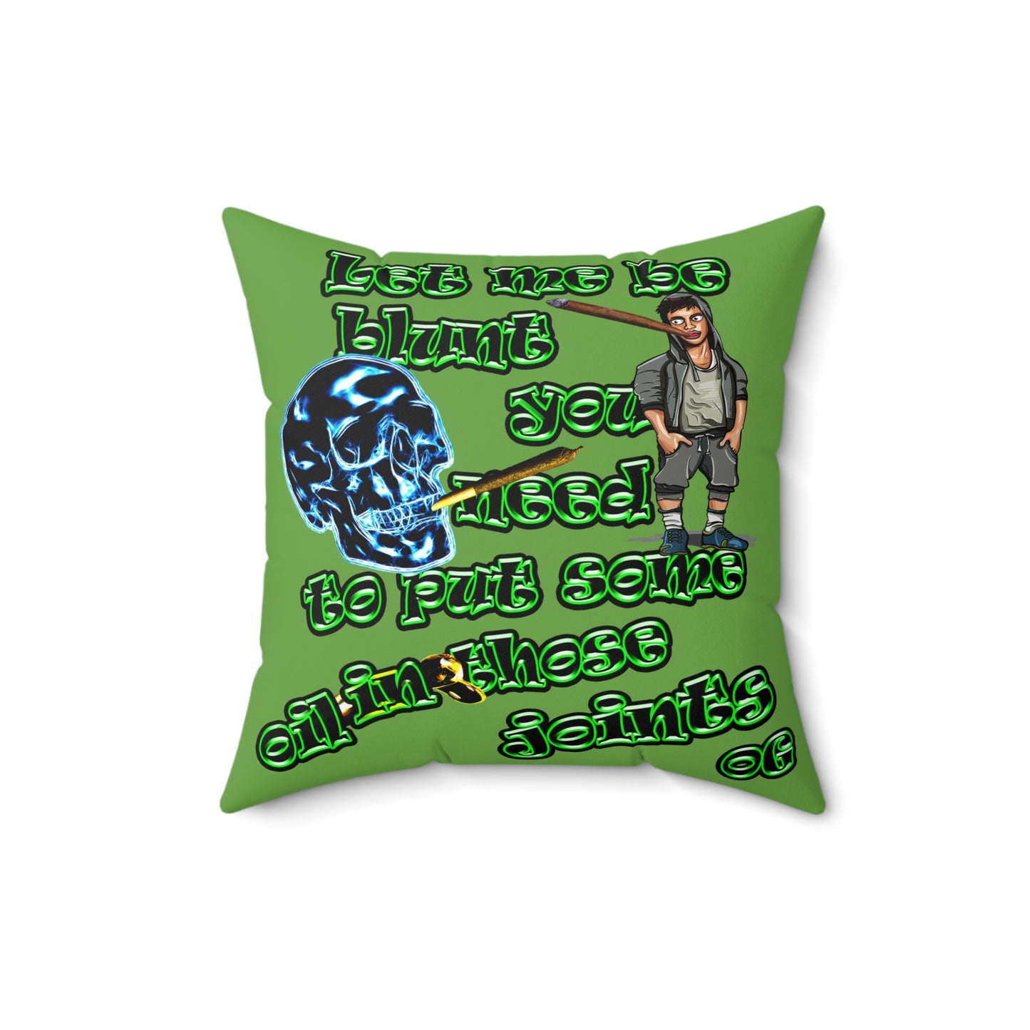 og - Spun Polyester Square Pillow - (green)