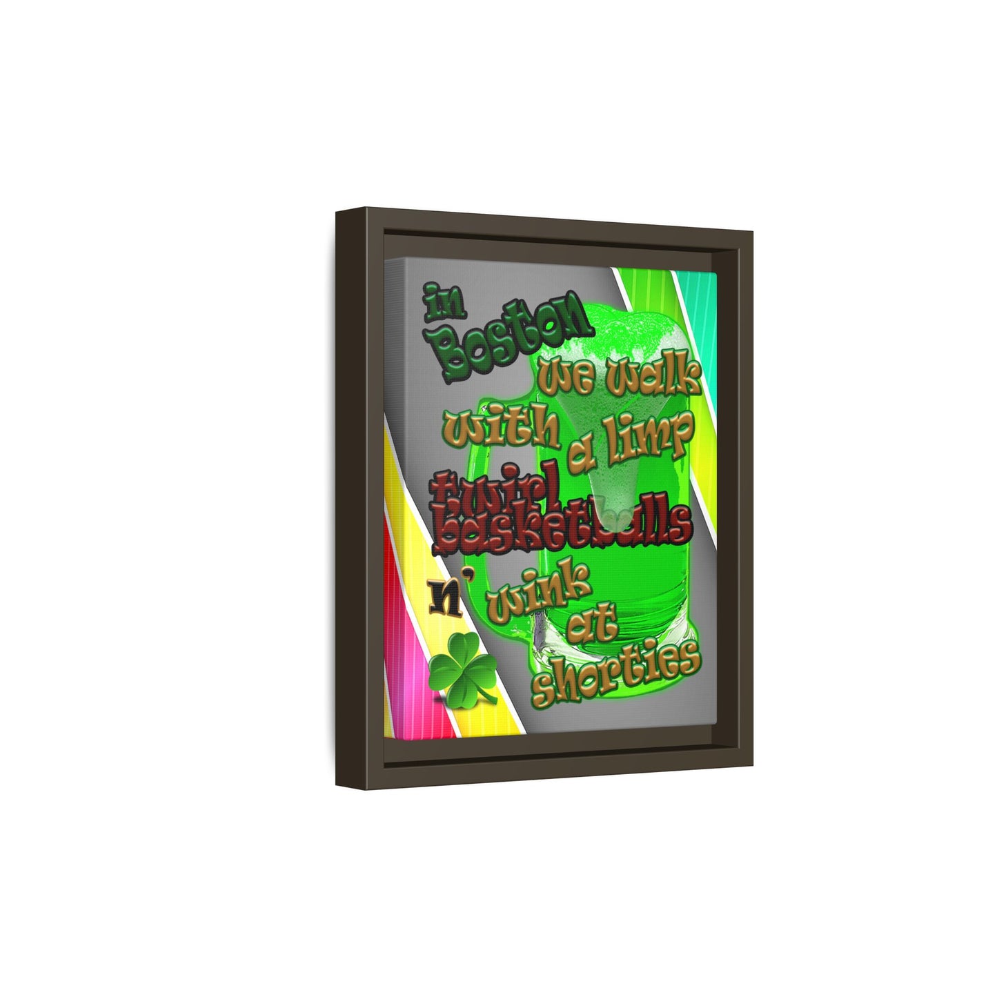 celtics logo - framed canvas art (rainbow split)